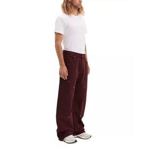 VAYDER Pants Mens Size 32 Burgundy Wide Leg Carpenter Studded Baggy Relaxed $495